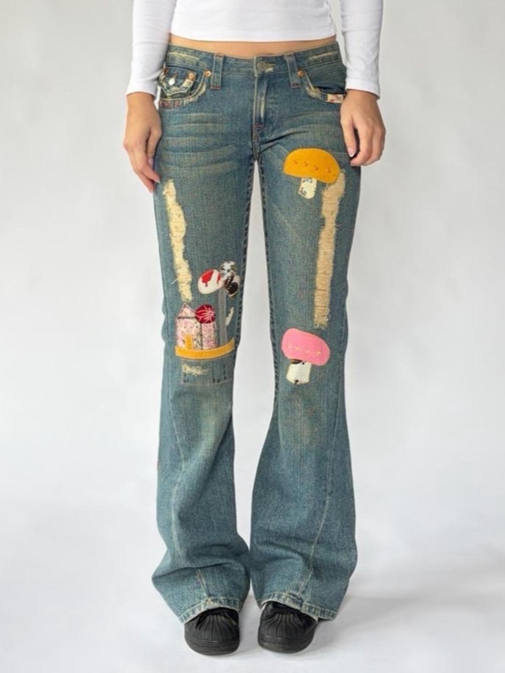 True Religion Flare Jeans Patchwork Low Rise 31